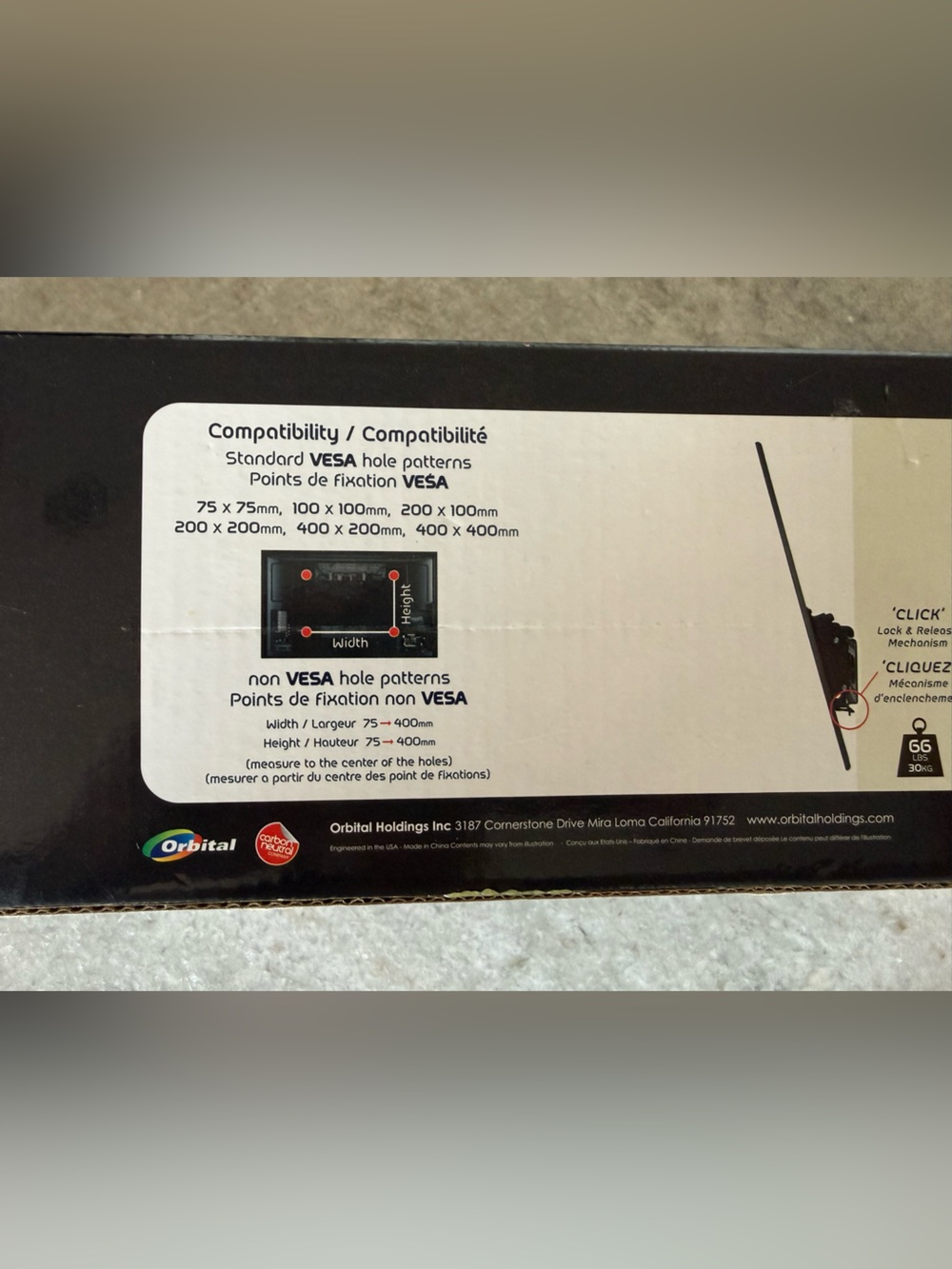 Orbital Adjustable Tilt TV Wall Mount (Model RNEL4018-F) never used in box. - Picture 6 of 11